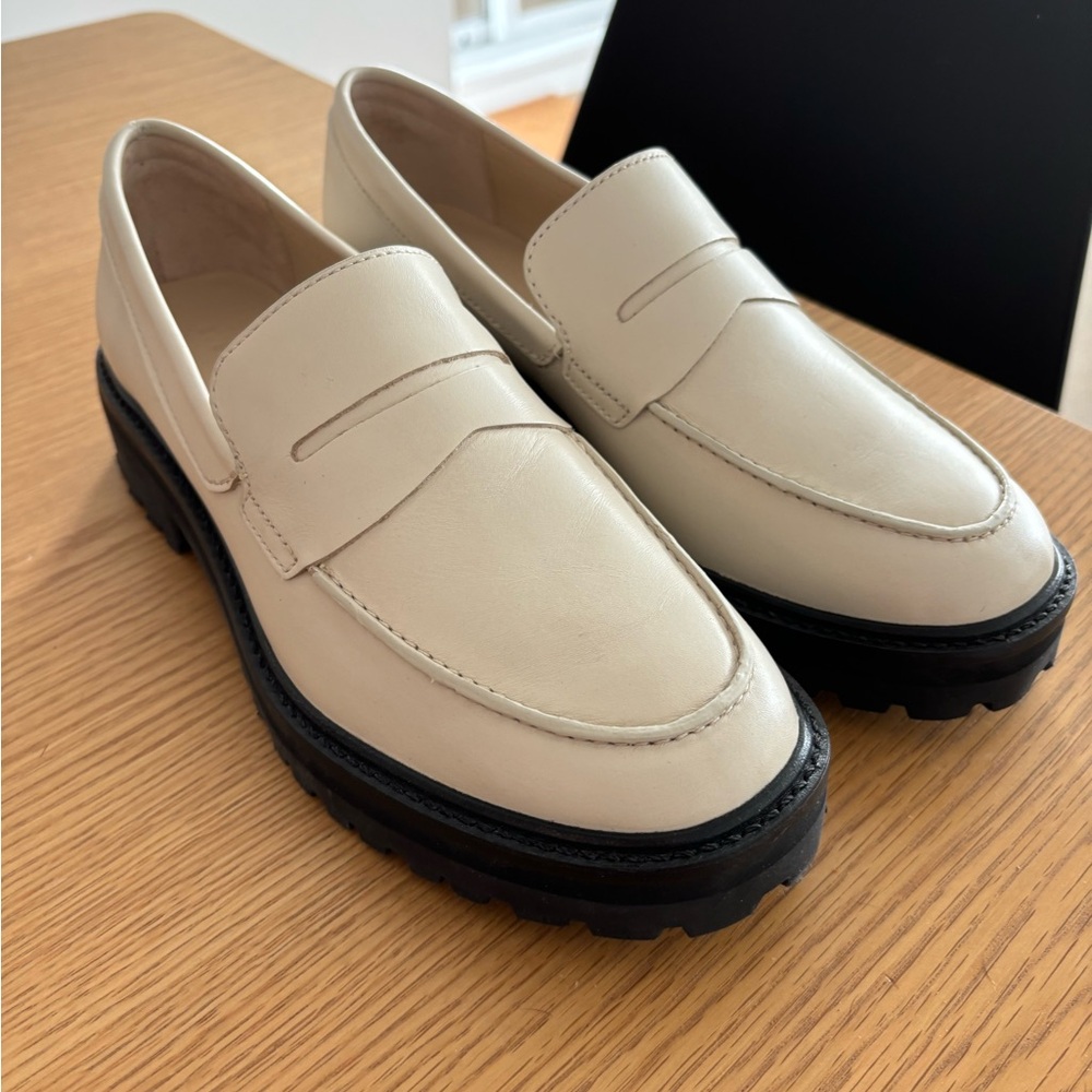 Everlane Cream Loafers with Black Soles